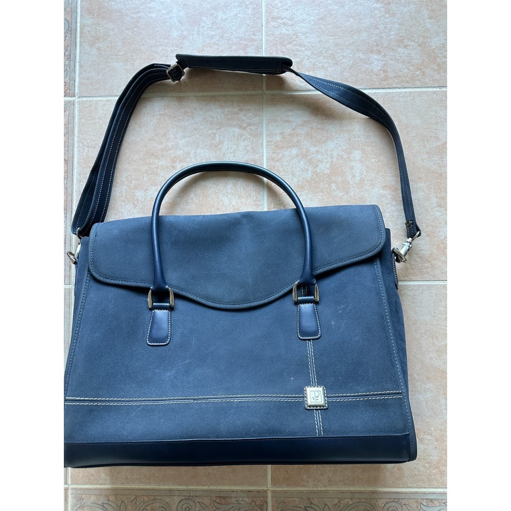 DVF Diane Von‎ Furstenberg Blue Canvas  18" Business Case w/Removable Strap
